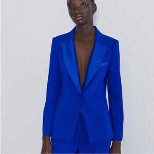 Zara Tuxedo Blazer. Size M. Blue